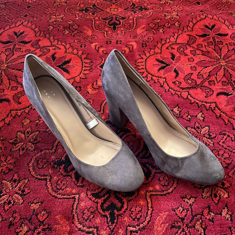 Grey chunky heels